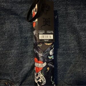 Ed Hardy Black and Red Graphic Umbrella